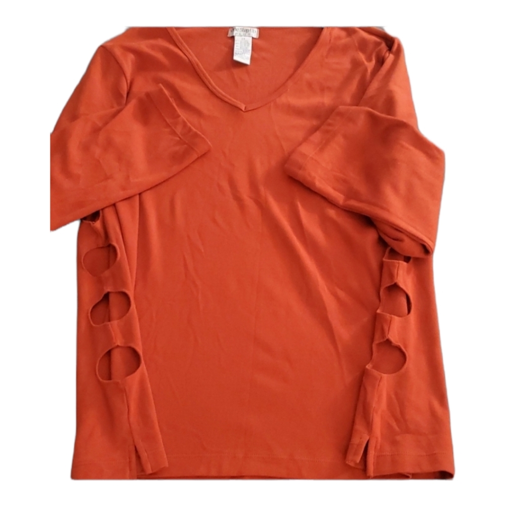 One Step Up V-Neck Cut-Out Sided Top Sz 2X